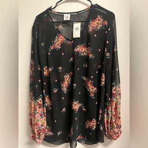 Cabi black floral shirt